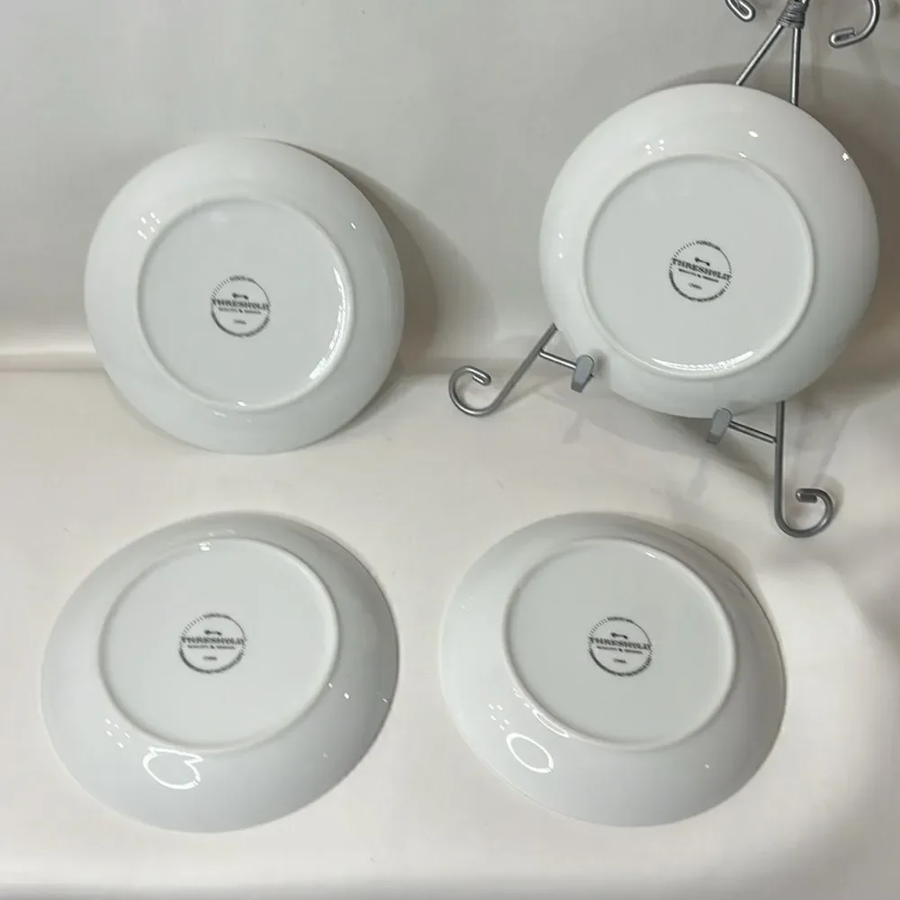Target Threshold Christmas Appetizer Plates Set 4 White Gold Trim 6 1/2 In Round